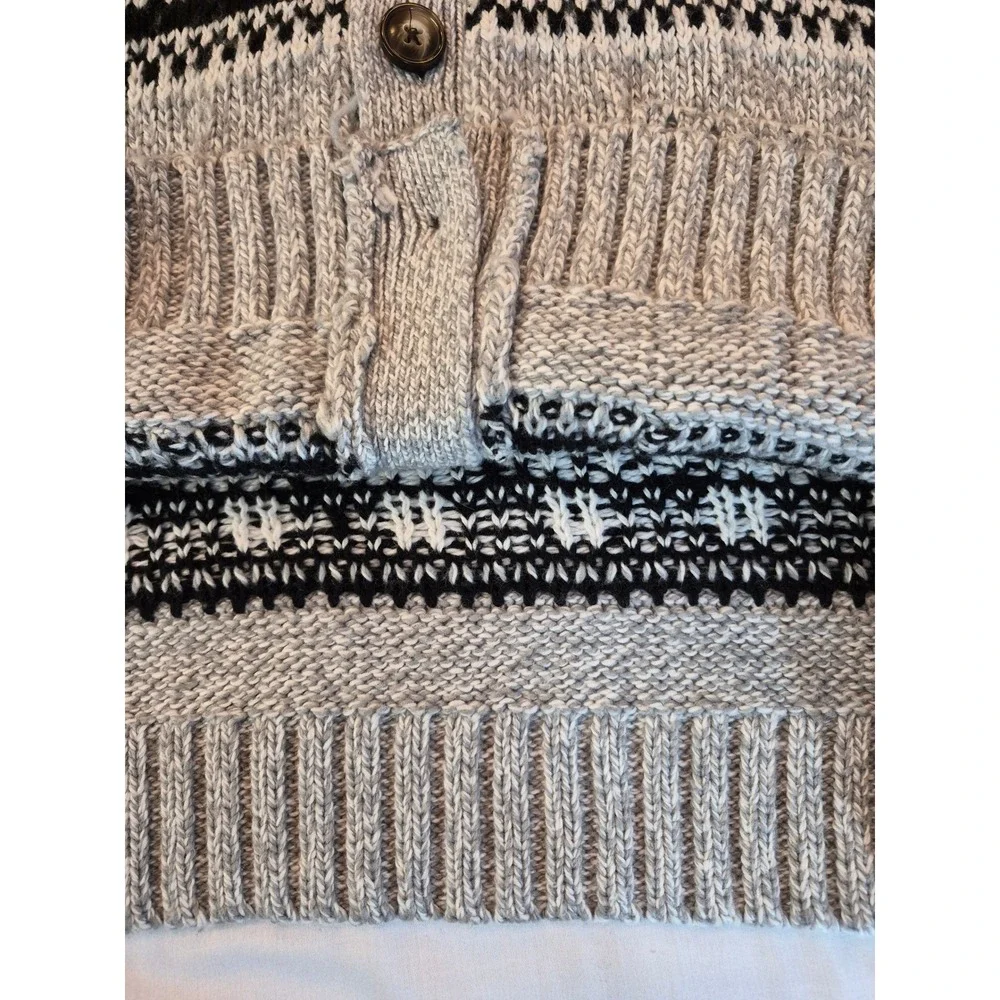 Old Navy Llama Fair Isle Shawl Collar Cardigan Sweater Gray Wool Blend Mens XL